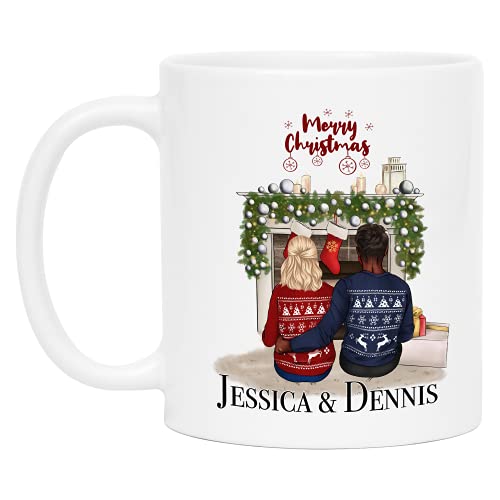 Kiddle-Design Pärchen Weihnachts-Tasse Personalisiert mit Namen Paare Weihnachten Geschenk Freund & Freundin Individuelle Pärchen Xmas Kaffeetasse von Kiddle-Design