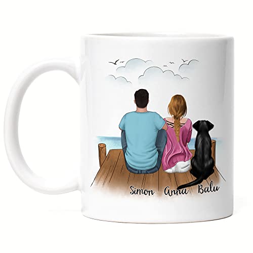 Kiddle-Design Pärchen mit Hunden Tasse Personalisiert Hundebesitzer Geschenk Hundeliebhaber Paar Hund Dog Mom Dad Hundemama Hundepapa von Kiddle-Design