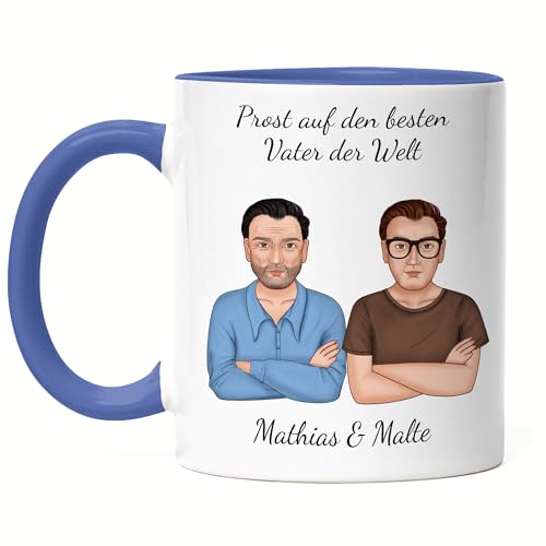 Kiddle-Design Papa Sohn Tasse Blau Personalisiert mit Spruch | Geschenk Vatertag & Geburtstag für besten Papa der Welt | Vatertagsgeschenk Geburtstagsgeschenk Vater von Kiddle-Design