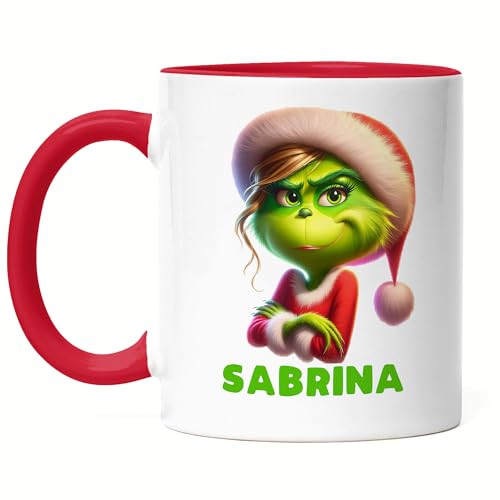 Kiddle-Design Personalisierte Anti Weihnachten Tasse Rot Weihnachtstasse Lustig mit Name Weihnachten Nikolaus Fun Geschenkidee Wichtelgeschenk für Frauen von Kiddle-Design