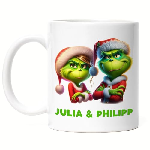 Kiddle-Design Personalisierte Anti Weihnachten Tasse Weihnachtstasse Lustig mit Name Weihnachten Nikolaus Fun Geschenkidee Wichtelgeschenk für Paare von Kiddle-Design