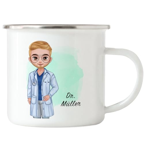 Kiddle-Design Personalisierte Arzt Emaille Tasse | Medizin Examen Geschenk | Individuell mit Namen für angehende Ärzte Abschlussgeschenk Danke und Abschied von Kiddle-Design