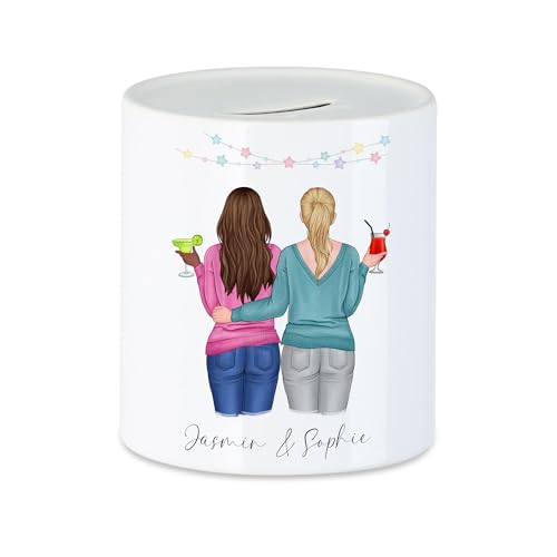 Kiddle-Design Personalisierte Freundinnen Spardose für Beste Freundin BFF Schwester Mutter Tochter Geschenk zum Geburtstag Weihnachten Abschied Arbeitskollegin von Kiddle-Design