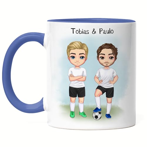 Kiddle-Design Personalisierte Fußballer Tasse Blau - Beste Fußball Freunde Personalisiert mit Namen Fussballer Geschenk Fußballfan Trainer Fußballtrainer Fussball von Kiddle-Design