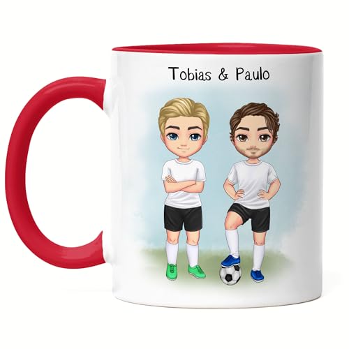 Kiddle-Design Personalisierte Fußballer Tasse Rot - Beste Fußball Freunde Personalisiert mit Namen Fussballer Geschenk Fußballfan Trainer Fußballtrainer Fussball von Kiddle-Design
