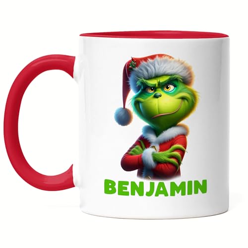 Kiddle-Design Personalisierte Tasse Rot Anti Weihnachten Weihnachtstasse Lustig mit Name Weihnachten Nikolaus Fun Geschenkidee Wichtelgeschenk für Männer von Kiddle-Design