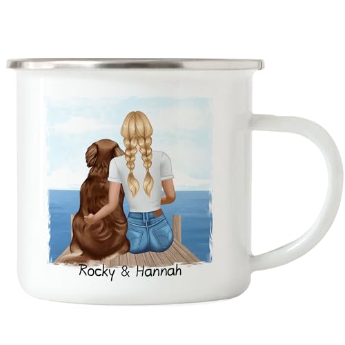 Kiddle-Design Personalisierte Hundemama Emaille Tasse | Geschenk für Stolze Hundebesitzerin | Für Hundeliebhaber Dog Dad mit Haustier | Mit Name & Spruch von Kiddle-Design