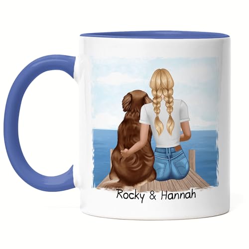 Kiddle-Design Personalisierte Hundemama Tasse Blau | Geschenk für Stolze Hundebesitzerin | Für Hundeliebhaber Dog Dad mit Haustier | Mit Name & Spruch von Kiddle-Design