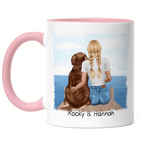 Kiddle-Design Personalisierte Hundemama Tasse Rosa | Geschenk für Stolze Hundebesitzerin | Für Hundeliebhaber Dog Dad mit Haustier | Mit Name & Spruch von Kiddle-Design