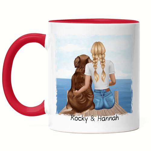 Kiddle-Design Personalisierte Hundemama Tasse Rot | Geschenk für Stolze Hundebesitzerin | Für Hundeliebhaber Dog Dad mit Haustier | Mit Name & Spruch von Kiddle-Design