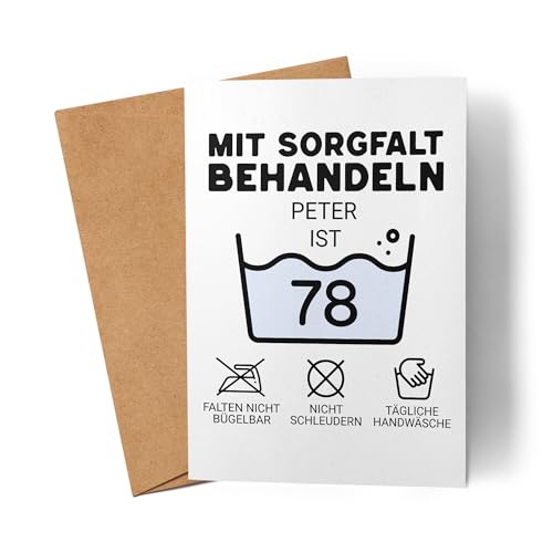 Kiddle-Design Personalisierte Karte 78. Geburtstag - Mit Sorgfalt behandeln das Gute Stück ist 78-78ter Geburtstag Lustige Geburtstagskarte Mann Frau von Kiddle-Design
