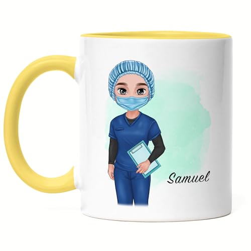 Kiddle-Design Personalisierte Krankenpfleger Tasse Gelb | Geschenk für Pfleger & Medizinisches Personal | Examen & Studium Glückwunsch Abschluss Dankeschön Geschenk von Kiddle-Design