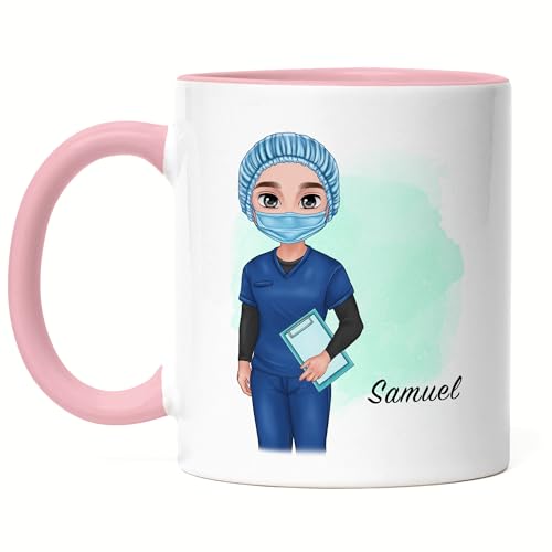 Kiddle-Design Personalisierte Krankenpfleger Tasse Rosa | Geschenk für Pfleger & Medizinisches Personal | Examen & Studium Glückwunsch Abschluss Dankeschön Geschenk von Kiddle-Design