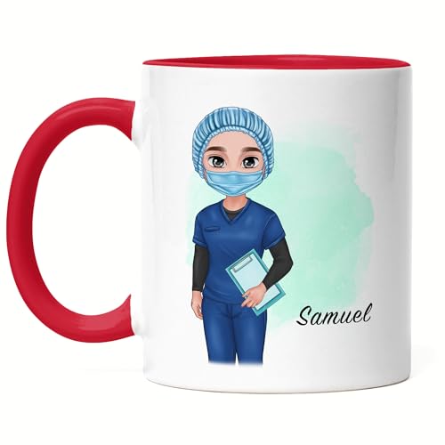 Kiddle-Design Personalisierte Krankenpfleger Tasse Rot | Geschenk für Pfleger & Medizinisches Personal | Examen & Studium Glückwunsch Abschluss Dankeschön Geschenk von Kiddle-Design