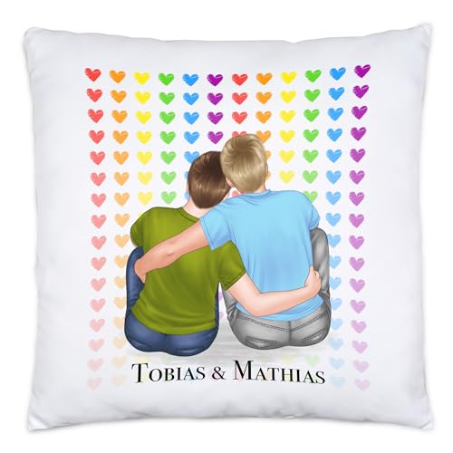 Kiddle-Design Personalisierte LGBT Kissen | Pride & Liebe Geschenk für schwules Pärchen | Individuell gestaltbar zum Jahrestag oder Valentinstag von Kiddle-Design