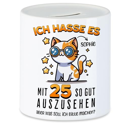Kiddle-Design Personalisierte Spardose 25. Geburtstag - Ich Hasse es mit 25 so gut auszusehen - 25ter Geburtstag lustiges Geschenk Frau Frauen - Sparschwein Geldgeschenk Kiddle-Design Personalisierte Spardose 25. Geburtstag - Ich Hasse es mit 25 so gut auszusehen - 25ter Geburtstag lustiges Geschenk Frau Frauen - Sparschwein Geldgeschenk von Kiddle-Design