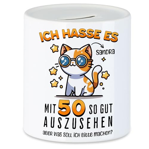 Kiddle-Design Personalisierte Spardose 50. Geburtstag - Ich Hasse es mit 50 so gut auszusehen - 50ter Geburtstag lustiges Geschenk Frau Frauen - Sparschwein Geldgeschenk Kiddle-Design Personalisierte Spardose 50. Geburtstag - Ich Hasse es mit 50 so gut auszusehen - 50ter Geburtstag lustiges Geschenk Frau Frauen - Sparschwein Geldgeschenk von Kiddle-Design