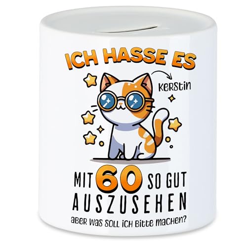 Kiddle-Design Personalisierte Spardose 60. Geburtstag - Ich Hasse es mit 60 so gut auszusehen - 60ter Geburtstag lustiges Geschenk Frau Frauen - Sparschwein Geldgeschenk Kiddle-Design Personalisierte Spardose 60. Geburtstag - Ich Hasse es mit 60 so gut auszusehen - 60ter Geburtstag lustiges Geschenk Frau Frauen - Sparschwein Geldgeschenk von Kiddle-Design