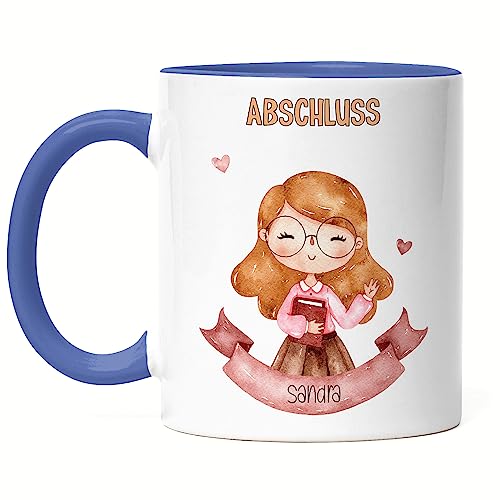 Kiddle-Design Personalisierte Tasse Blau Abschluss mit Name | Zum Abitur 2024 Bachelor Master | Graduation Gift | Studienabschluss Tasse von Kiddle-Design