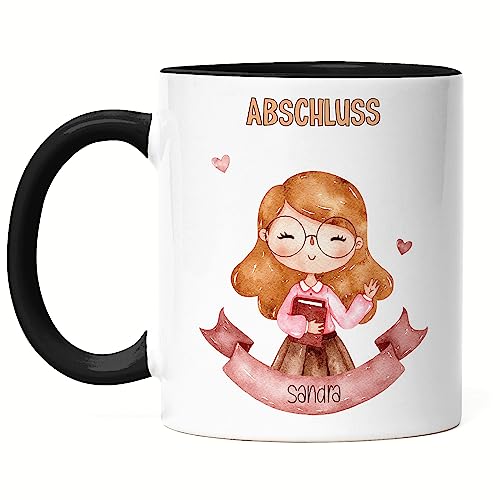 Kiddle-Design Personalisierte Tasse Schwarz Abschluss mit Name | Zum Abitur 2024 Bachelor Master | Graduation Gift | Studienabschluss Tasse von Kiddle-Design