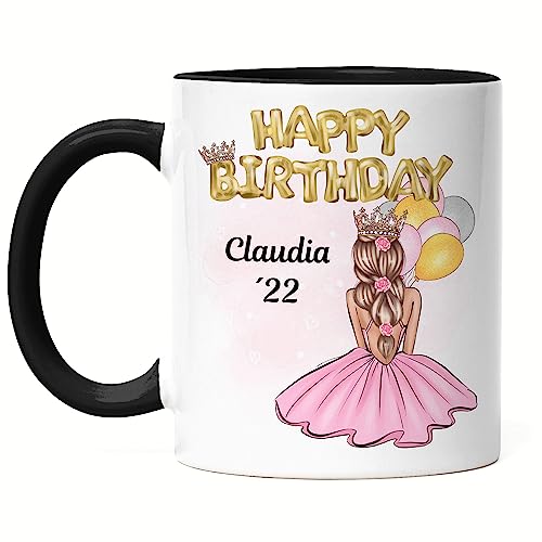 Kiddle-Design Personalisierte Tasse Schwarz für Mädchen und Frauen - Geschenk für 12 13 14 16 und 18 Geburtstage Geburtstagsgeschenk von Kiddle-Design