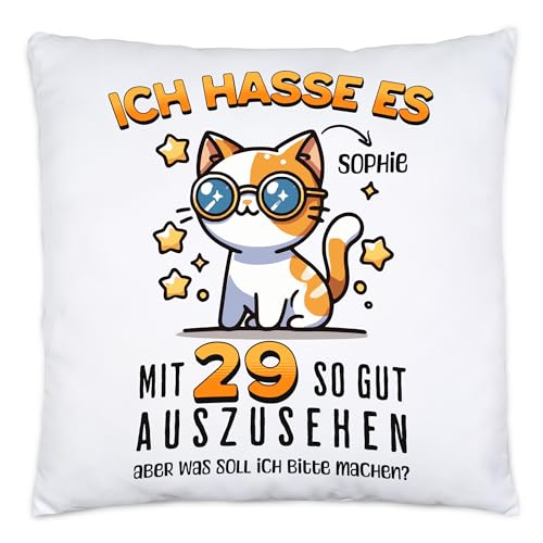 Kiddle-Design Personalisiertes Kissen 29. Geburtstag - Ich Hasse es mit 29 so gut auszusehen - 29ter Geburtstag lustiges Geschenk Frau Frauen - Kissen inkl. Füllung, 40x40cm von Kiddle-Design