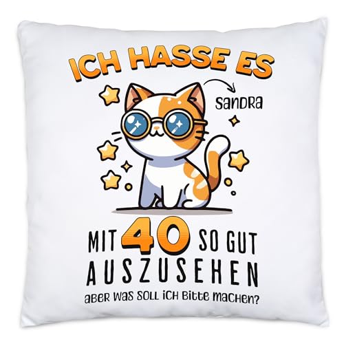 Kiddle-Design Personalisiertes Kissen 40. Geburtstag - Ich Hasse es mit 40 so gut auszusehen - 40ter Geburtstag lustiges Geschenk Frau Frauen - Kissen inkl. Füllung, 40x40cm Kiddle-Design Personalisiertes Kissen 40. Geburtstag - Ich Hasse es mit 40 so gut auszusehen - 40ter Geburtstag lustiges Geschenk Frau Frauen - Kissen inkl. Füllung, 40x40cm von Kiddle-Design