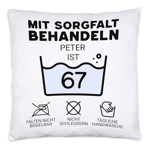Kiddle-Design Personalisiertes Kissen 67. Geburtstag - Mit Sorgfalt behandeln das Gute Stück ist 67-67ter Geburtstag Lustiges Geschenk Mann Frau, Kissen inkl. Füllung Kiddle-Design Personalisiertes Kissen 67. Geburtstag - Mit Sorgfalt behandeln das Gute Stück ist 67-67ter Geburtstag Lustiges Geschenk Mann Frau, Kissen inkl. Füllung von Kiddle-Design