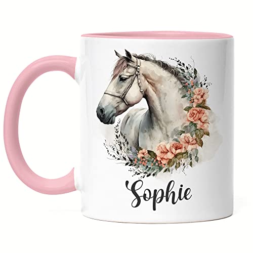 Kiddle-Design Pferde Tasse Rosa Personalisiert Mädchen Kindertasse Becher Kinder Pferdemädchen Pony Geschenk Namenstasse mit Namen Pferdemotiv von Kiddle-Design