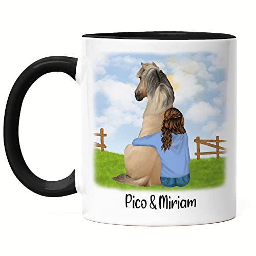 Kiddle-Design Reiterin Tasse Schwarz Personalisiert Pferd Pony Pferdeliebhaber Geschenke Pferdebesitzer Pferdetasse Pferdemotiv Mädchen Reiter Geschenk von Kiddle-Design