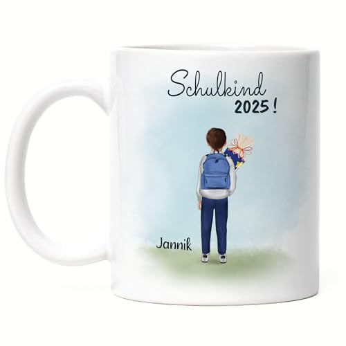Kiddle-Design Schulkind 2025 Tasse Junge Mädchen Personalisiert Einschulung Schuleinführung Geschenk Einschulungsgeschenk mit Name & Spruch von Kiddle-Design