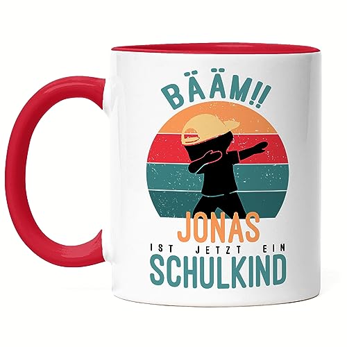 Kiddle-Design Schulkind Tasse Rot Junge Bääm Schulind Personalisiert Einschulung Schuleinführung Geschenk Einschulungsgeschenk Lustig von Kiddle-Design