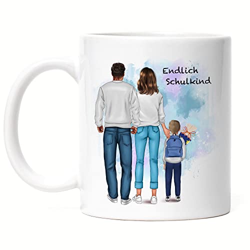Kiddle-Design Schulkind & Eltern Tasse Personalisiert Einschulung 2025 Schuleinführung Geschenk Junge Mädchen Einschulungsgeschenk Name Spruch von Kiddle-Design