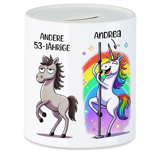 Kiddle-Design Spardose Personalisiert 53. Geburtstag - Andere 53 Jährige Du - 53. Geburtstag lustig witziges Geldgeschenk Frau Frauen Einhorn - Sparschwein Sparbüchse Kiddle-Design Spardose Personalisiert 53. Geburtstag - Andere 53 Jährige Du - 53. Geburtstag lustig witziges Geldgeschenk Frau Frauen Einhorn - Sparschwein Sparbüchse von Kiddle-Design