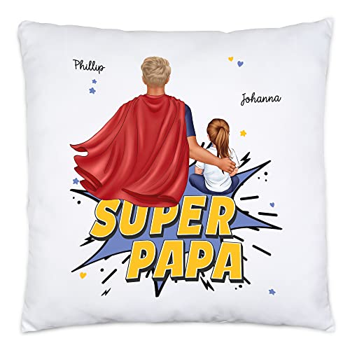 Kiddle-Design Super Papa Personalisiertes Kissen Papa Vater Geburtstag Vatertagsgeschenk mit Sohn Tochter Baby von Kiddle-Design