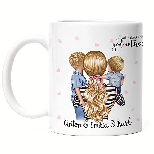 Kiddle-Design Tante Kind Tasse Personalisiert Name und Frisur Tante Kinder Neffen Baby Geschenk Kaffeetasse für Tante Patentante von Kiddle-Design