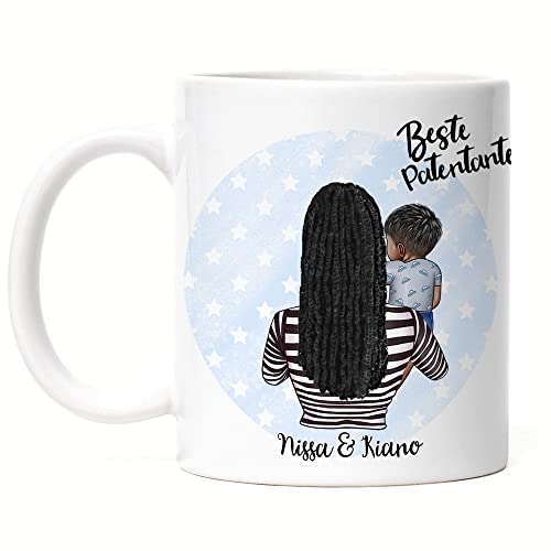 Kiddle-Design Tante Kind Tasse Personalisiert Name und Frisur Tante Neffe Baby Geschenk Kaffeetasse für Tante Patentante von Kiddle-Design