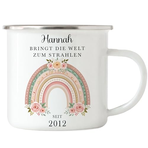 Kiddle-Design Tasse Personalisiert 13. Geburtstag - Bringt die Welt zum strahlen seit 2012-13ter Geburtstag schönes Geschenk Frau Regenbogen Spruch - Emaille Tasse Kiddle-Design Tasse Personalisiert 13. Geburtstag - Bringt die Welt zum strahlen seit 2012-13ter Geburtstag schönes Geschenk Frau Regenbogen Spruch - Emaille Tasse von Kiddle-Design