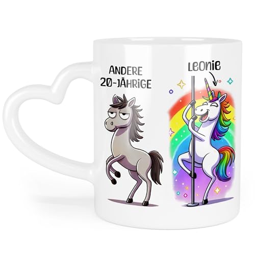 Kiddle-Design Tasse Personalisiert 20. Geburtstag - Andere 20 Jährige Du - 20. Geburtstag lustig witziges Geschenk Frau Frauen Einhorn - Herz-Tasse von Kiddle-Design