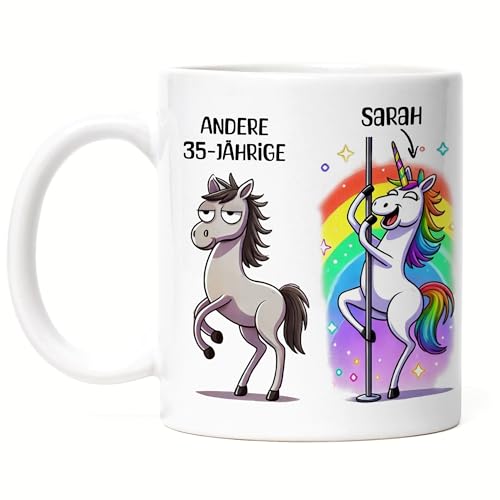 Kiddle-Design Tasse Personalisiert 35. Geburtstag - Andere 35 Jährige Du - 35. Geburtstag lustig witziges Geschenk Frau Frauen Einhorn - Tasse Weiß von Kiddle-Design