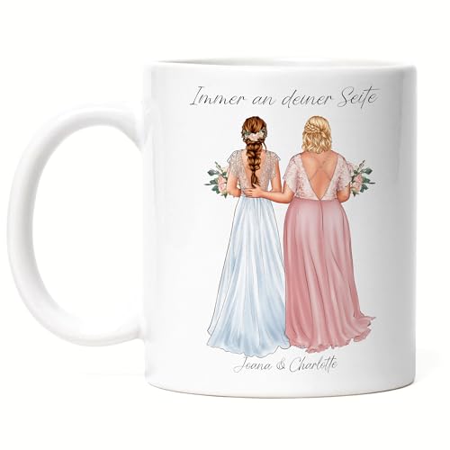 Kiddle-Design Trauzeugin Tasse Personalisiert mit Name der Braut & Brautjungfer | Frage & Danke-Geschenk für Freundinnen Dankeschön Brautjungfern & Brautparty von Kiddle-Design