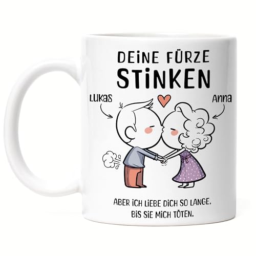 Kiddle-Design Valentinstag Tasse Personalisiert Geschenk Valentinstag für Ihn | Witziges Geschenk Jahrestag Paar Pärchen Sie & Ihn Furzen von Kiddle-Design