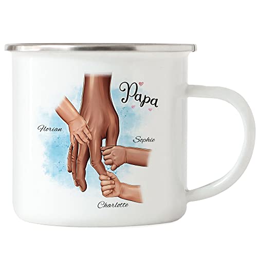 Kiddle-Design Vater Emaille Tasse Vatertag Personalisiert für Papa Sohn Tochter Baby Geschenk Kinder Väter Geschenk Papatag von Kiddle-Design