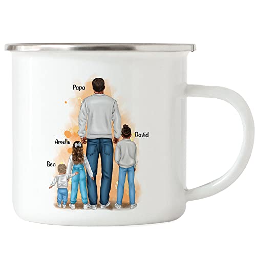 Kiddle-Design Vater Kind Emaille Tasse Personalisiert Vatertagsgeschenk Name Papa Kinder Tochter Sohn Baby Kaffeetasse Geschenk Väter Vatertag von Kiddle-Design