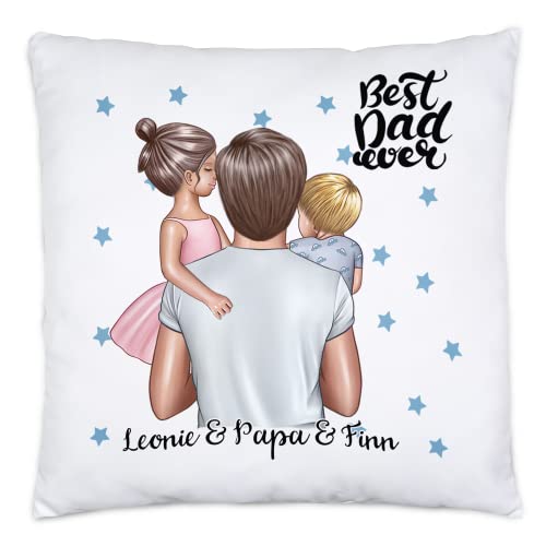 Kiddle-Design Vater Kind Kissen inkl. Füllung Personalisiert Name Papa Kinder Tochter Sohn Baby Geschenk für Väter Vatertag Vatertagsgeschenk von Kiddle-Design