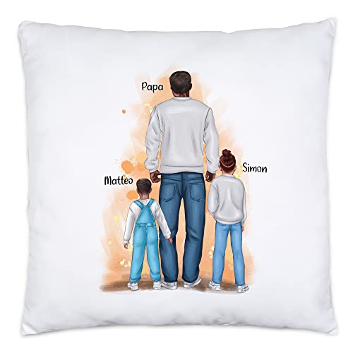 Kiddle-Design Vater Kind Kissen inkl. Füllung Personalisiert Vatertagsgeschenk Name Papa Kinder Baby Sohn Tochter Geschenk Väter Vatertag von Kiddle-Design