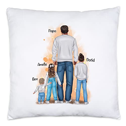 Kiddle-Design Vater Kind Kissen inkl. Füllung Personalisiert Vatertagsgeschenk Name Papa Kinder Tochter Sohn Baby Geschenk Väter Vatertag von Kiddle-Design