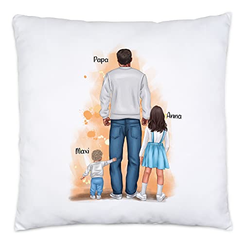 Kiddle-Design Vater Kind Kissen inkl. Füllung Personalisiert Vatertagsgeschenk Name Papa Kinder Tochter Sohn Baby Geschenk Väter Vatertag von Kiddle-Design