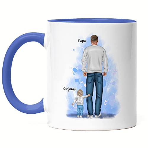 Kiddle-Design Vater Kind Tasse Blau Personalisiert Name Papa Kinder Baby Sohn Tochter Geschenk Kaffeetasse für Väter Vatertag Vatertagsgeschenk Kiddle-Design Vater Kind Tasse Blau Personalisiert Name Papa Kinder Baby Sohn Tochter Geschenk Kaffeetasse für Väter Vatertag Vatertagsgeschenk von Kiddle-Design
