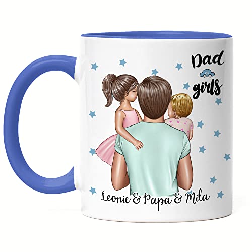 Kiddle-Design Vater Kind Tasse Blau Personalisiert Name Papa Kinder Söhne Baby Geschenk für Väter Vatertag Vatertagsgeschenk von Kiddle-Design
